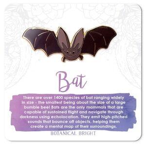 Bat Enamel Pin - Gold Plated Nature Jewelry - Spooky Halloween Animal Brooch